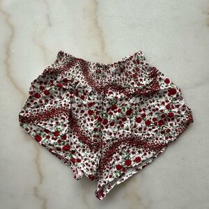 Floral Design Red and Green Shorts